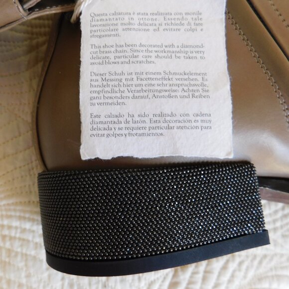 New Brunello Cucinelli monili heel Chelsea boot tan leather ankle booties 39 NWT - Picture 11 of 16